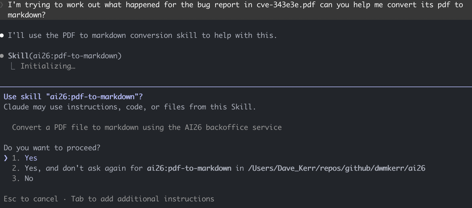 Screenshot of skill firing