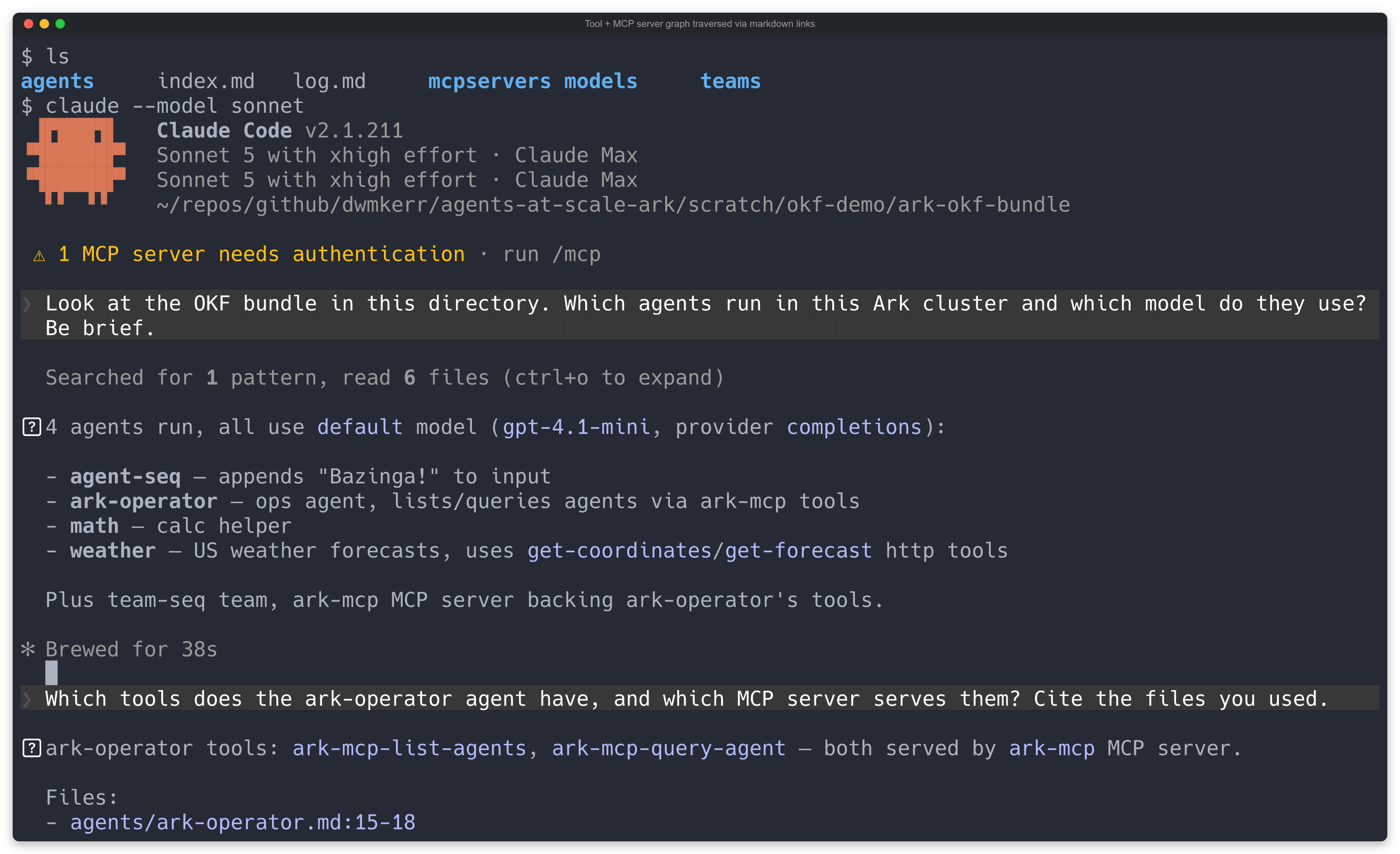 Claude answers with file citations