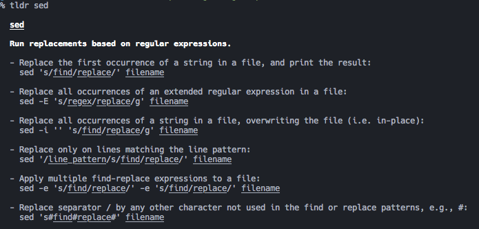 tldr sed screenshot
