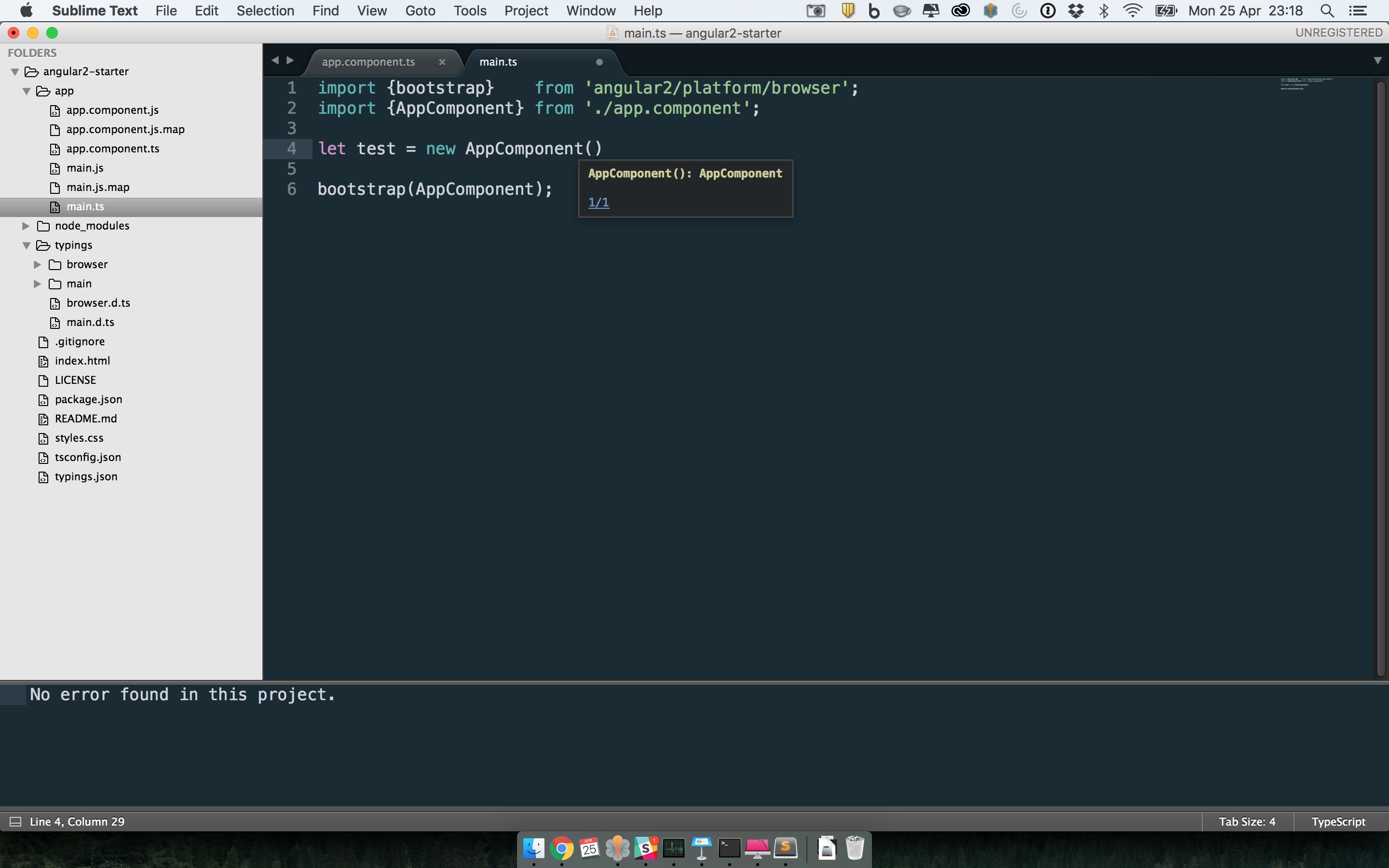 Step 2 Sublime Text with TypeScript plugin
